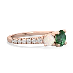 Lab Emerald Pave Trellis 14K Rose Gold ring R5500