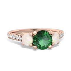 Lab Emerald Pave Trellis 14K Rose Gold ring R5500