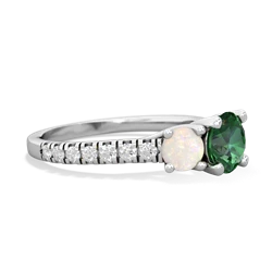 Lab Emerald Pave Trellis 14K White Gold ring R5500