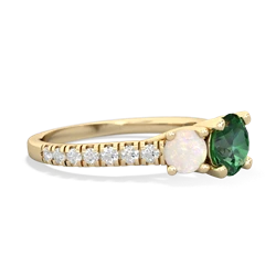 Lab Emerald Pave Trellis 14K Yellow Gold ring R5500