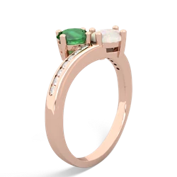 Lab Emerald Channel Set Two Stone 14K Rose Gold ring R5303