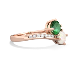 Lab Emerald Channel Set Two Stone 14K Rose Gold ring R5303