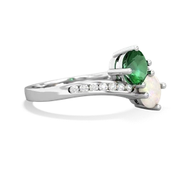 Lab Emerald Channel Set Two Stone 14K White Gold ring R5303