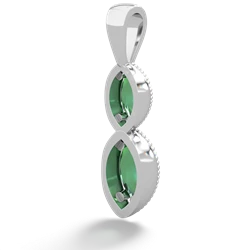 Lab Emerald Antique-Style Halo 14K White Gold pendant P5700