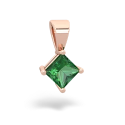 Lab Emerald 5Mm Princess Solitaire 14K Rose Gold pendant P1789