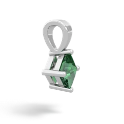 Lab Emerald 5Mm Princess Solitaire 14K White Gold pendant P1789