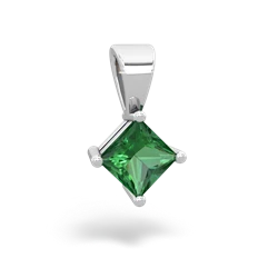 Lab Emerald 5Mm Princess Solitaire 14K White Gold pendant P1789