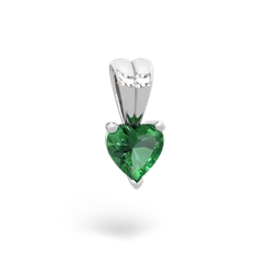 Lab Emerald 5Mm Heart Solitaire 14K White Gold pendant P1861