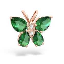 Lab Emerald Butterfly 14K Rose Gold pendant P2215