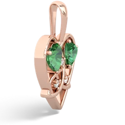 Lab Emerald Celtic Trinity Heart 14K Rose Gold pendant P5331