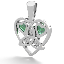 Lab Emerald Celtic Trinity Heart 14K White Gold pendant P5331