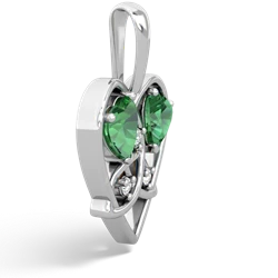 Lab Emerald Celtic Trinity Heart 14K White Gold pendant P5331