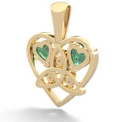 Lab Emerald Celtic Trinity Heart 14K Yellow Gold pendant P5331