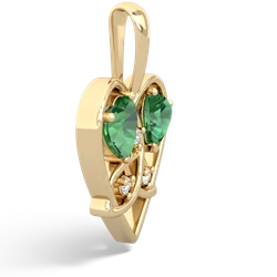 Lab Emerald Celtic Trinity Heart 14K Yellow Gold pendant P5331