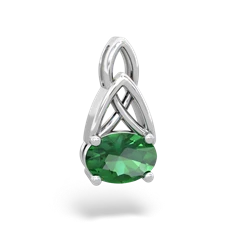 Lab Emerald Celtic Trinity Knot 14K White Gold pendant P2389