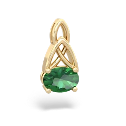 Lab Emerald Celtic Trinity Knot 14K Yellow Gold pendant P2389