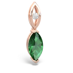 Lab Emerald Marquise Drop 14K Rose Gold pendant P5333