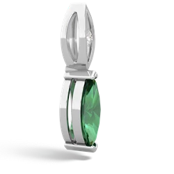 Lab Emerald Marquise Drop 14K White Gold pendant P5333