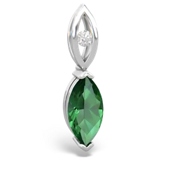 Lab Emerald Marquise Drop 14K White Gold pendant P5333