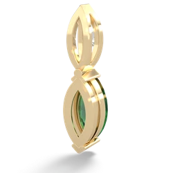 Lab Emerald Marquise Drop 14K Yellow Gold pendant P5333