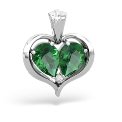 Lab Emerald Two Become One 14K White Gold pendant P5330