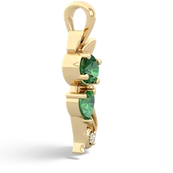 Lab Emerald Kitten 14K Yellow Gold pendant P5780