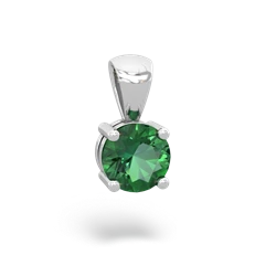 Lab Emerald 6Mm Round Solitaire 14K White Gold pendant P1786