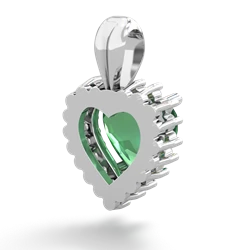 Lab Emerald Sparkling Halo Heart 14K White Gold pendant P0391