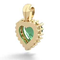 Lab Emerald Sparkling Halo Heart 14K Yellow Gold pendant P0391