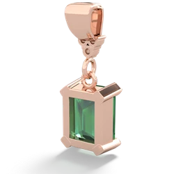 Lab Emerald Art Deco Dangle 14K Rose Gold pendant P1937