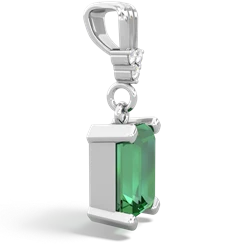 Lab Emerald Art Deco Dangle 14K White Gold pendant P1937