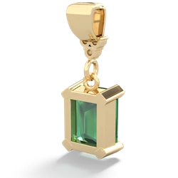 Lab Emerald Art Deco Dangle 14K Yellow Gold pendant P1937