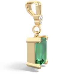 Lab Emerald Art Deco Dangle 14K Yellow Gold pendant P1937