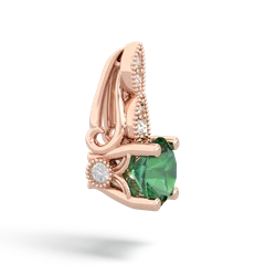 Lab Emerald Antique Elegance 14K Rose Gold pendant P3100