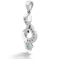 Lab Emerald G-Clef Music 14K White Gold pendant P5830