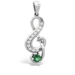 Lab Emerald G-Clef Music 14K White Gold pendant P5830