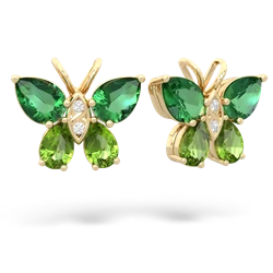 Lab Emerald Butterfly 14K Yellow Gold earrings E2215