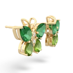 Lab Emerald Butterfly 14K Yellow Gold earrings E2215