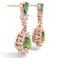 Lab Emerald Halo Pear Dangle 14K Rose Gold earrings E1882