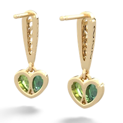 Lab Emerald Filligree Heart 14K Yellow Gold earrings E5070