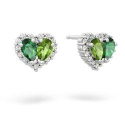 Lab Emerald Halo 14K White Gold earrings E7008