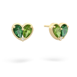 Lab Emerald 'Our Heart' 14K Yellow Gold earrings E5072