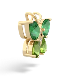 Lab Emerald Butterfly 14K Yellow Gold pendant P2215