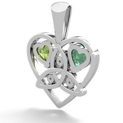 Lab Emerald Celtic Trinity Heart 14K White Gold pendant P5331