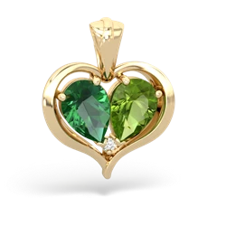 Lab Emerald Two Become One 14K Yellow Gold pendant P5330