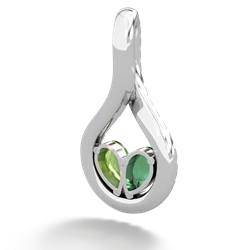 Lab Emerald Pave Twist 'One Heart' 14K White Gold pendant P5360