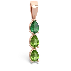 Lab Emerald Dew Drops 14K Rose Gold pendant P2251