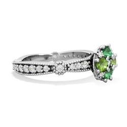 Lab Emerald Sparkling Tiara Cluster 14K White Gold ring R26293RD