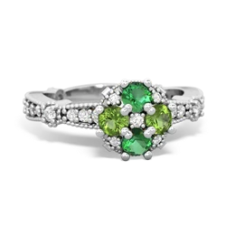 Lab Emerald Sparkling Tiara Cluster 14K White Gold ring R26293RD