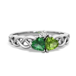 Lab Emerald Heart To Heart Braid 14K White Gold ring R5870